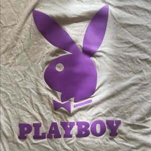 Playboy Cream Tee with Purple Icon Playboy By PacSun Masthead T-Shirt
